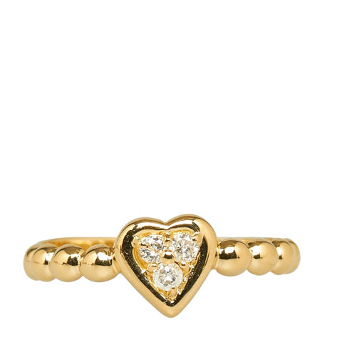 ゴールド K18YG イエローゴールド ダイヤ0.10ct ハート リング 指輪 レディース 11.5号 【中古】