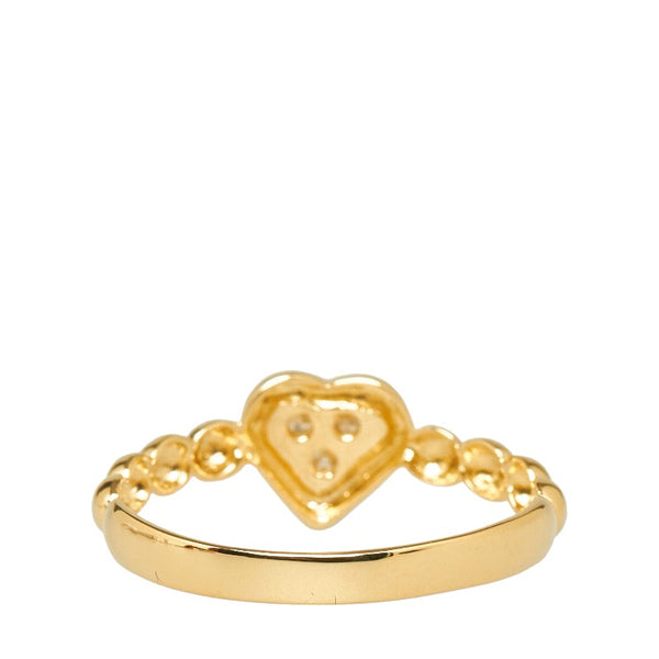 ゴールド K18YG イエローゴールド ダイヤ0.10ct ハート リング 指輪 レディース 11.5号 【中古】