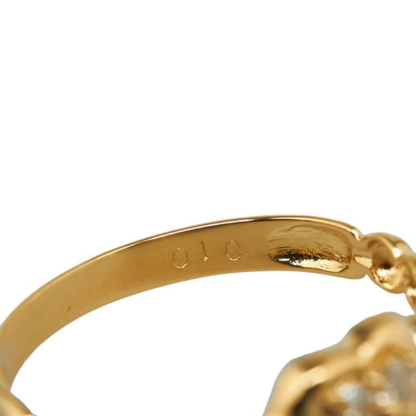 ゴールド K18YG イエローゴールド ダイヤ0.10ct ハート リング 指輪 レディース 11.5号 【中古】