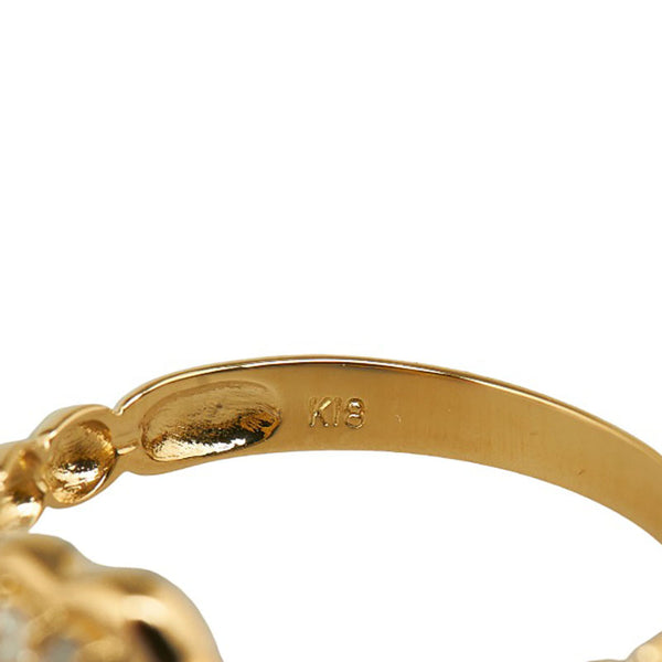 ゴールド K18YG イエローゴールド ダイヤ0.10ct ハート リング 指輪 レディース 11.5号 【中古】
