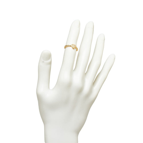 ゴールド K18YG イエローゴールド ダイヤ0.10ct ハート リング 指輪 レディース 11.5号 【中古】
