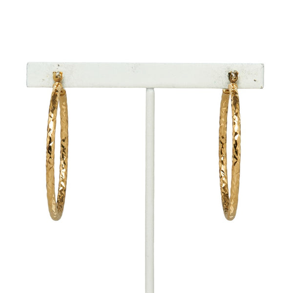 ゴールド K18YG イエローゴールド フープ ピアス レディース 【中古】