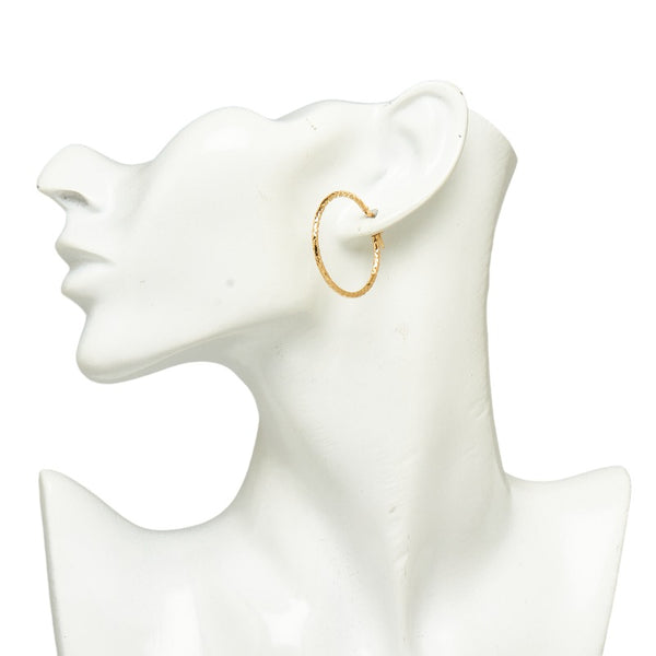 ゴールド K18YG イエローゴールド フープ ピアス レディース 【中古】