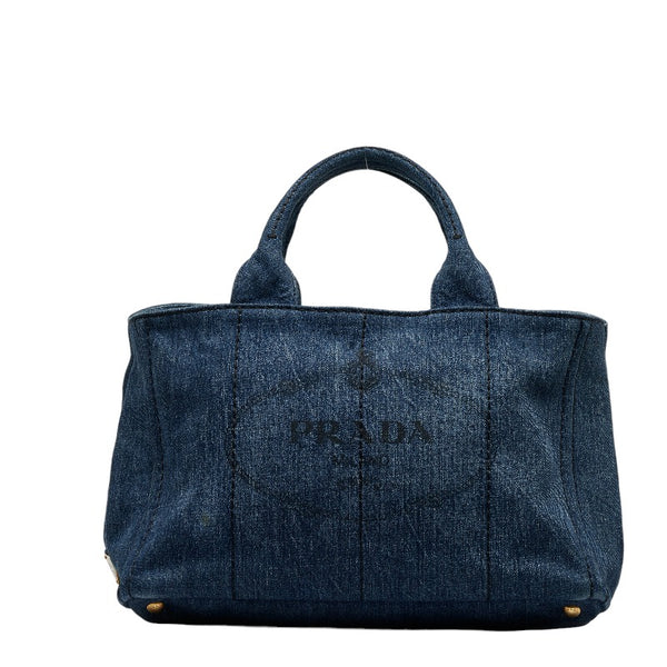 プラダ カナパ デニム ハンドバッグ ショルダーバッグ 2WAY 1BG642 インディゴブルー キャンバス レディース PRADA 【中古】