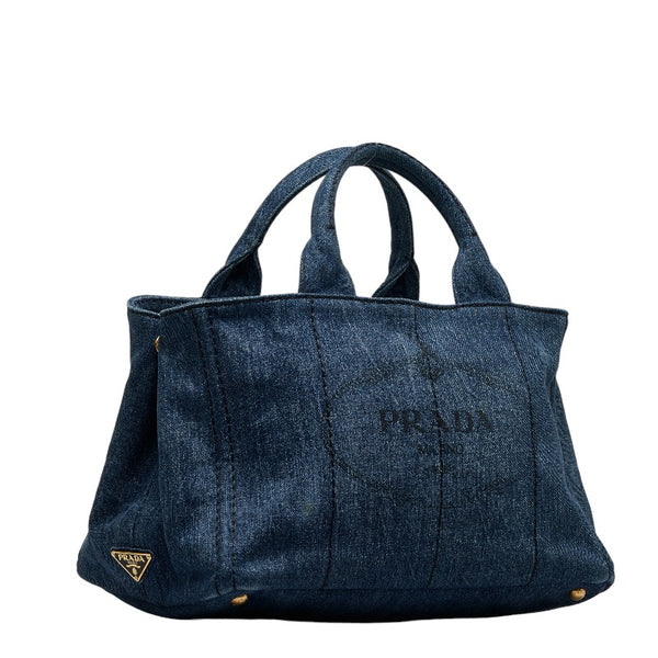 プラダ カナパ デニム ハンドバッグ ショルダーバッグ 2WAY 1BG642 インディゴブルー キャンバス レディース PRADA 【中古】