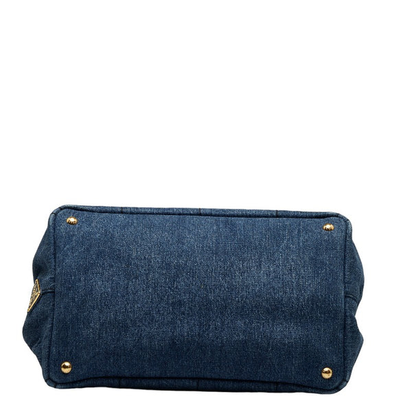 プラダ カナパ デニム ハンドバッグ ショルダーバッグ 2WAY 1BG642 インディゴブルー キャンバス レディース PRADA 【中古】