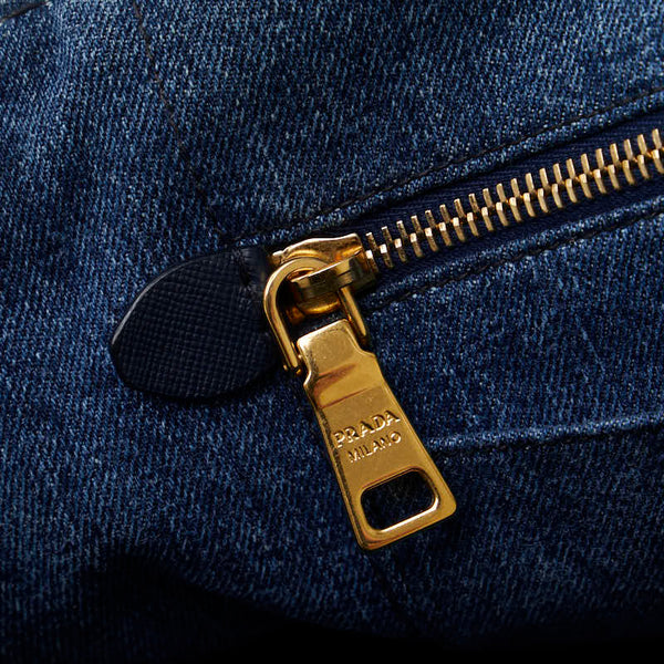 プラダ カナパ デニム ハンドバッグ ショルダーバッグ 2WAY 1BG642 インディゴブルー キャンバス レディース PRADA 【中古】