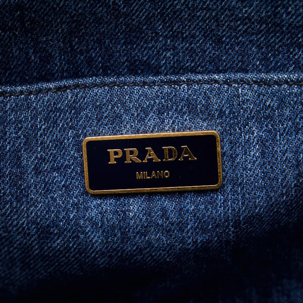 プラダ カナパ デニム ハンドバッグ ショルダーバッグ 2WAY 1BG642 インディゴブルー キャンバス レディース PRADA 【中古】