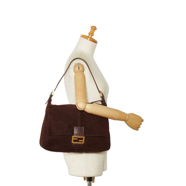 フェンディ マンマバケット ゴールド金具 ワンショルダーバッグ 26425 ブラウン レザー スエード レディース FENDI 【中古】