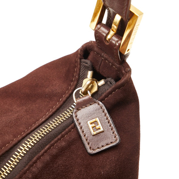 フェンディ マンマバケット ゴールド金具 ワンショルダーバッグ 26425 ブラウン レザー スエード レディース FENDI 【中古】