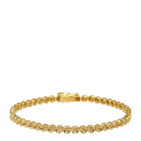 ゴールド K18YG イエローゴールド ダイヤ1.00ct テニスチェーン ブレスレット レディース 【中古】