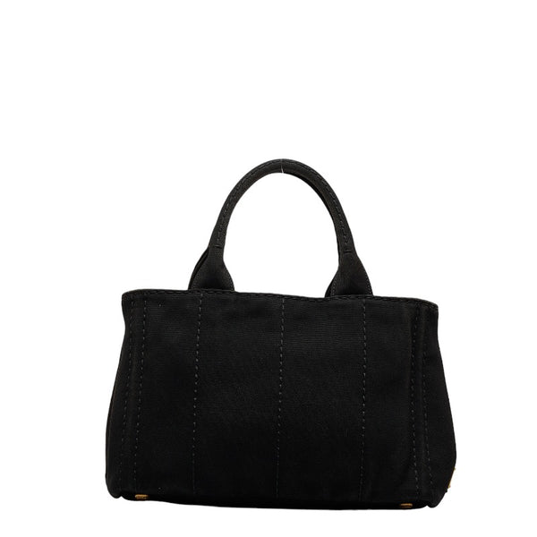 プラダ カナパ ミニ ゴールド金具 ハンドバッグ ショルダーバッグ 2WAY B2439G ブラック キャンバス レディース PRADA 【中古】