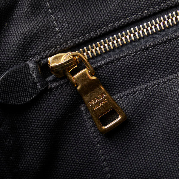 プラダ カナパ ミニ ゴールド金具 ハンドバッグ ショルダーバッグ 2WAY B2439G ブラック キャンバス レディース PRADA 【中古】