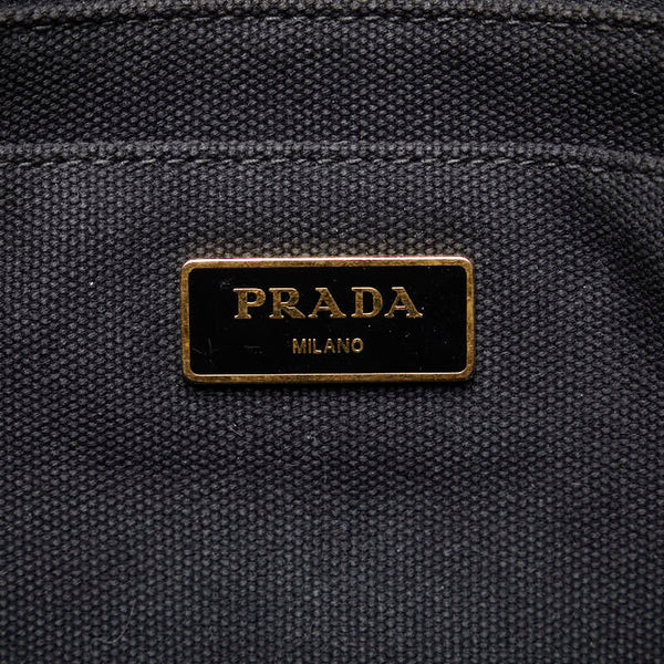 プラダ カナパ ミニ ゴールド金具 ハンドバッグ ショルダーバッグ 2WAY B2439G ブラック キャンバス レディース PRADA 【中古】