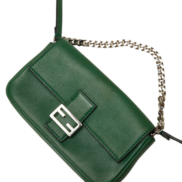 フェンディ マイクロバケット シルバー金具 ミニ ハンドバッグ ショルダーバッグ 8M0354 グリーン レザー レディース FENDI 【中古】