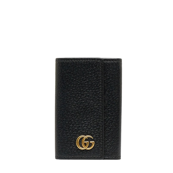 グッチ GGマーモント アンティークゴールド金具 6連 キーケース 435305 ブラック レザー レディース GUCCI 【中古】
