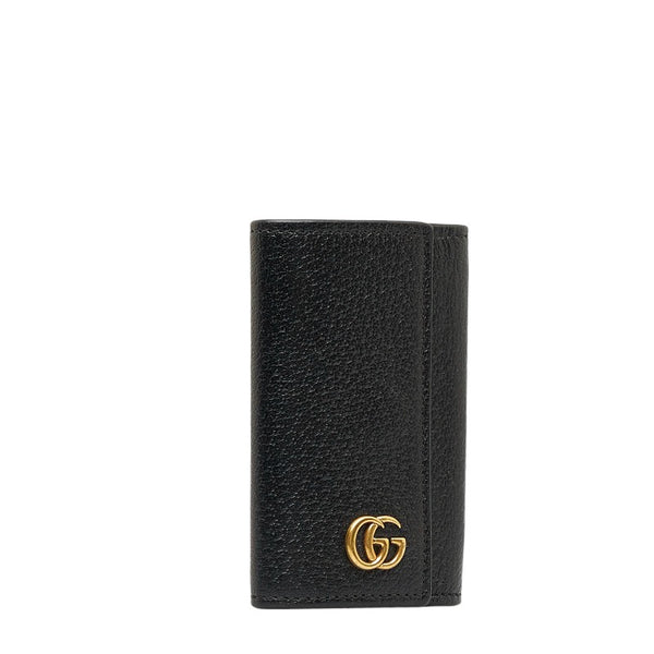 グッチ GGマーモント アンティークゴールド金具 6連 キーケース 435305 ブラック レザー レディース GUCCI 【中古】