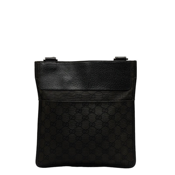 グッチ GGキャンバス 斜め掛け ショルダーバッグ 27639 ブラック キャンバス レザー レディース GUCCI 【中古】