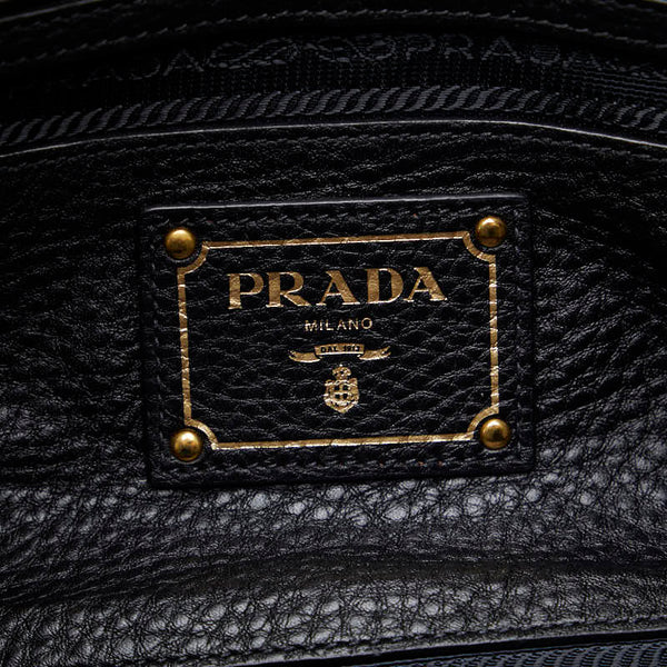 プラダ ヴィッテロダイノ ゴールド金具 ハンドバッグ ミニボストンバッグ B3091M ブラック レザー レディース PRADA 【中古】