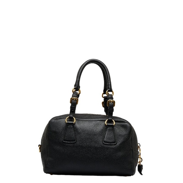プラダ ヴィッテロダイノ ゴールド金具 ハンドバッグ ミニボストンバッグ B3091M ブラック レザー レディース PRADA 【中古】