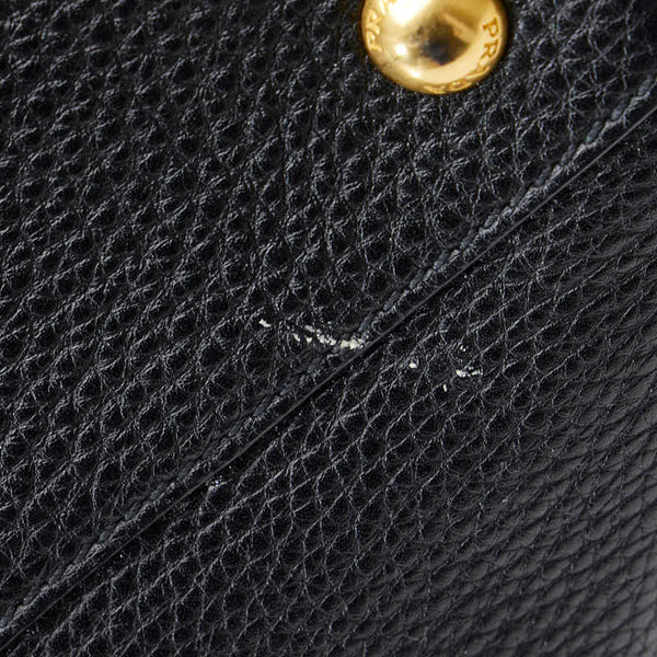 プラダ ヴィッテロダイノ ゴールド金具 ハンドバッグ ミニボストンバッグ B3091M ブラック レザー レディース PRADA 【中古】