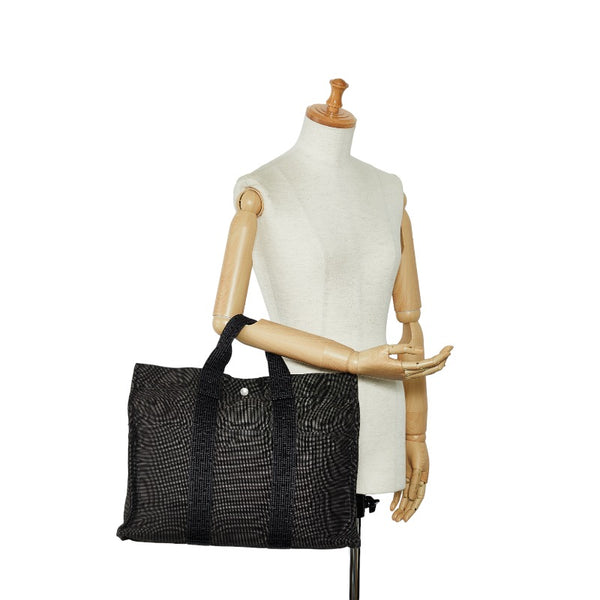 エルメス エールライン MM トートバッグ ハンドバッグ グレー キャンバス レディース HERMES 【中古】
