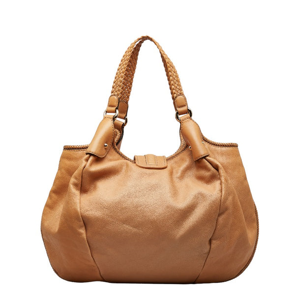 グッチ マラケシュ Gチャームフリンジ 編み込みハンドル ショルダーバッグ トートバッグ 257029 ベージュ レザー レディース GUCCI 【中古】