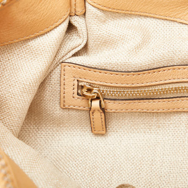 グッチ マラケシュ Gチャームフリンジ 編み込みハンドル ショルダーバッグ トートバッグ 257029 ベージュ レザー レディース GUCCI 【中古】