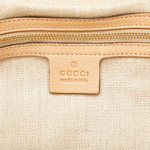 グッチ マラケシュ Gチャームフリンジ 編み込みハンドル ショルダーバッグ トートバッグ 257029 ベージュ レザー レディース GUCCI 【中古】