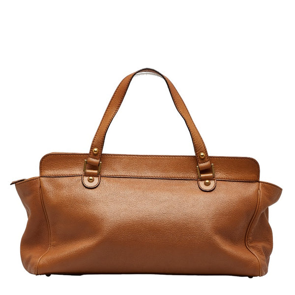 グッチ ブロンディ インターロッキングG ハンドバッグ 121551 キャメル ブラウン レザー レディース GUCCI 【中古】