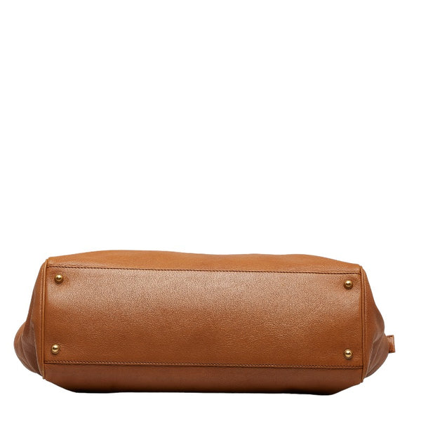 グッチ ブロンディ インターロッキングG ハンドバッグ 121551 キャメル ブラウン レザー レディース GUCCI 【中古】