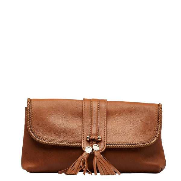 グッチ マラケシュ Gチャームフリンジ クラッチバッグ セカンドバッグ 257030 ベージュ レザー レディース GUCCI 【中古】