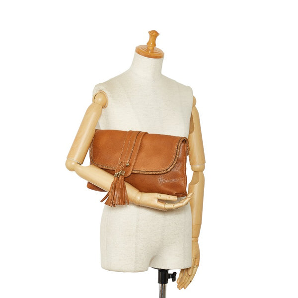 グッチ マラケシュ Gチャームフリンジ クラッチバッグ セカンドバッグ 257030 ベージュ レザー レディース GUCCI 【中古】