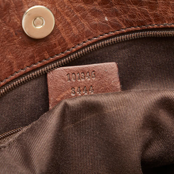 グッチ GGキャンバス ホースビット ショルダーバッグ トートバッグ 101346 ブラウン キャンバス レザー レディース GUCCI 【中古】