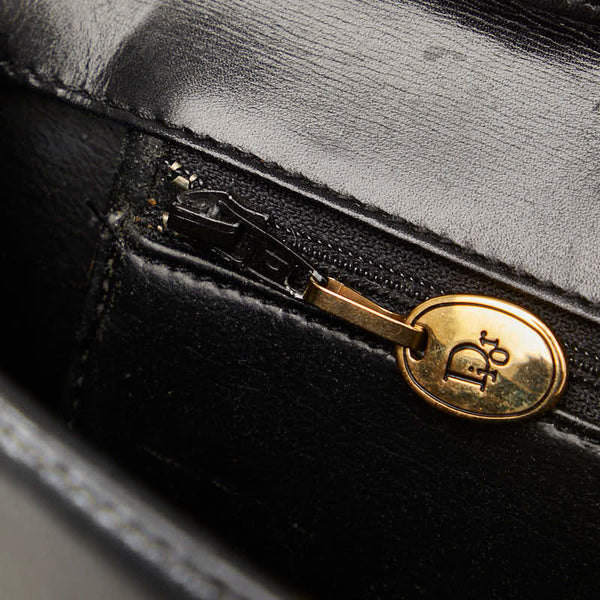 ディオール ヴィンテージ リボンモチーフ ゴールド金具 斜め掛け ショルダーバッグ ブラック レザー レディース Dior 【中古】