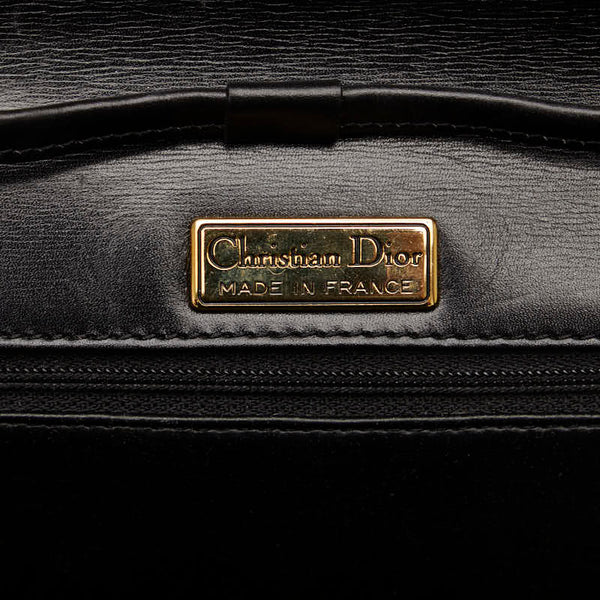 ディオール ヴィンテージ リボンモチーフ ゴールド金具 斜め掛け ショルダーバッグ ブラック レザー レディース Dior 【中古】