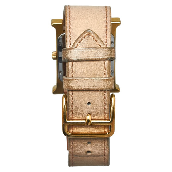 エルメス Hウォッチ 腕時計 HH1.501 クオーツ アイボリー文字盤 ステンレススチール レザー レディース HERMES 【中古】