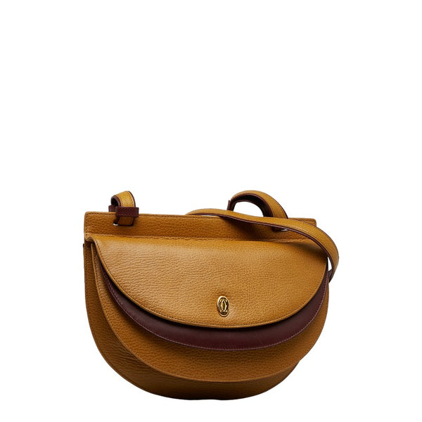 カルティエ マストライン 斜め掛け ショルダーバッグ ブラウン レザー レディース CARTIER 【中古】