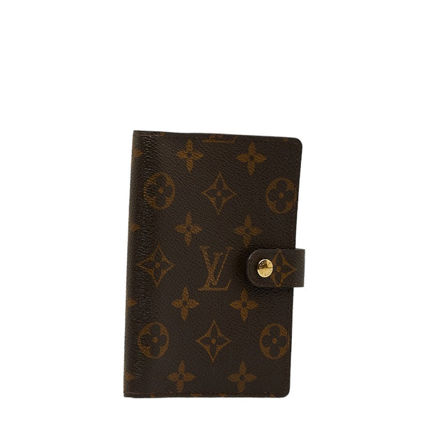 ルイ ヴィトン モノグラム アジェンダPM 手帳カバー R20005 ブラウン PVC レザー レディース LOUIS VUITTON 【中古】