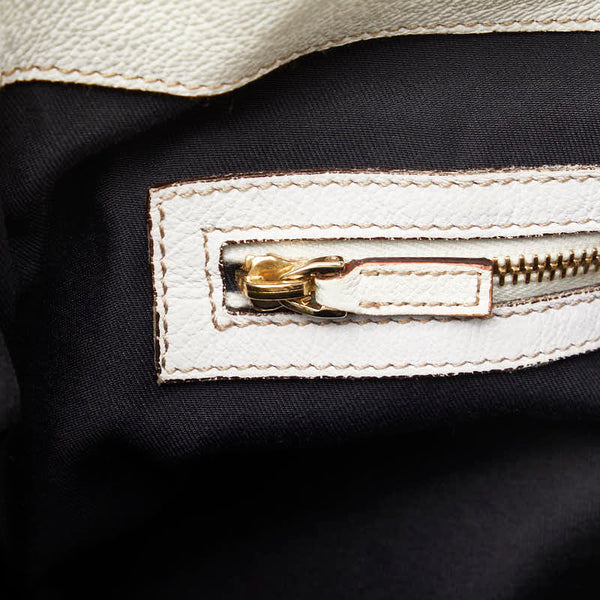 グッチ シェリーライン チェーン ワンショルダーバッグ 154392 ホワイト レザー キャンバス レディース GUCCI 【中古】