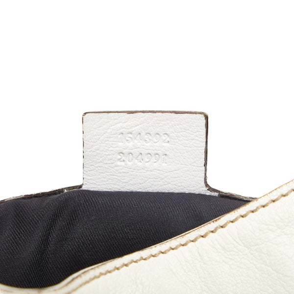 グッチ シェリーライン チェーン ワンショルダーバッグ 154392 ホワイト レザー キャンバス レディース GUCCI 【中古】