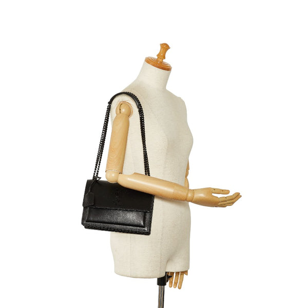 サンローラン モノグラム サンセット ミディアム チェーン ショルダーバッグ 442906 ブラック レザー レディース SAINT LAURENT 【中古】
