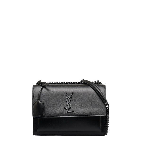 サンローラン モノグラム サンセット ミディアム チェーン ショルダーバッグ 442906 ブラック レザー レディース SAINT LAURENT 【中古】