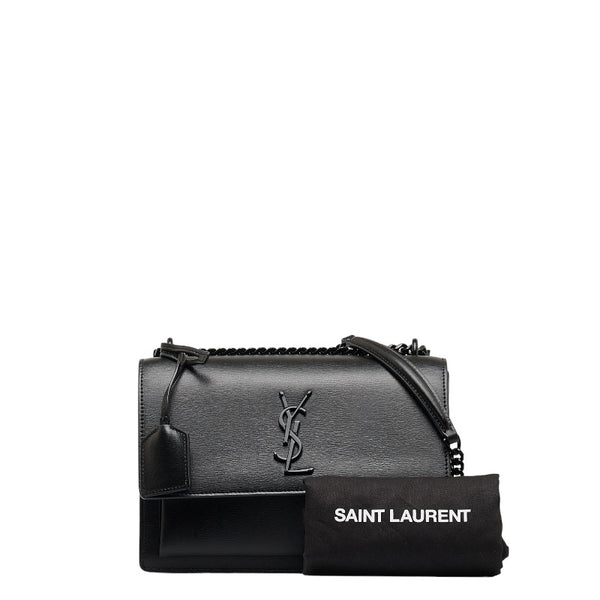 サンローラン モノグラム サンセット ミディアム チェーン ショルダーバッグ 442906 ブラック レザー レディース SAINT LAURENT 【中古】