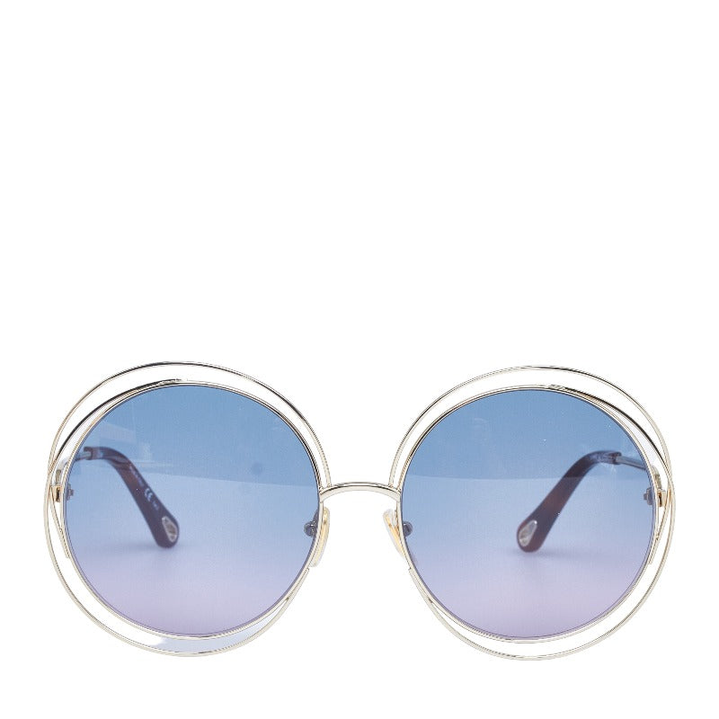 クロエ ラウンド グラデーション サングラス CH0045S ゴールド ブルー メタル プラスチック レディース Chloe 【中古】
