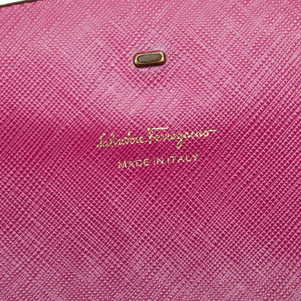 サルヴァトーレフェラガモ ガンチーニ チェーン ワンショルダーバッグ ハンドバッグ クラッチバッグ AU-22 C278 ピンク レザー レディース Salvatore Ferragamo 【中古】