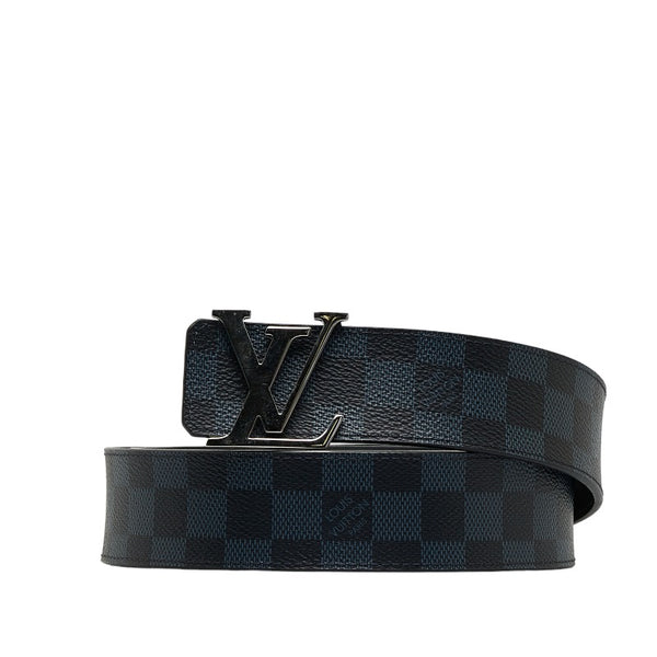 ルイ ヴィトン ダミエ コバルト サンチュール LVイニシャル 40MM ベルト M0087  ブラック PVC レザー メンズ LOUIS VUITTON 【中古】