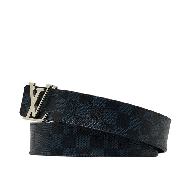 ルイ ヴィトン ダミエ コバルト サンチュール LVイニシャル 40MM ベルト M0087  ブラック PVC レザー メンズ LOUIS VUITTON 【中古】