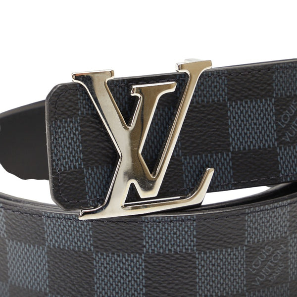 ルイ ヴィトン ダミエ コバルト サンチュール LVイニシャル 40MM ベルト M0087  ブラック PVC レザー メンズ LOUIS VUITTON 【中古】