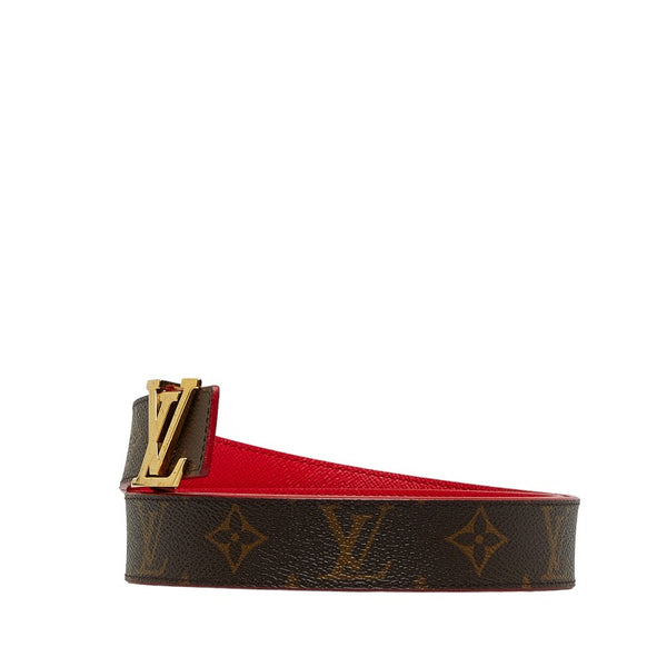 ルイ ヴィトン モノグラム サンチュール LVイニシャル ベルト M9498 ブラウン レッド PVC レザー レディース LOUIS VUITTON 【中古】